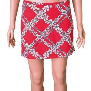 Tommy Hilfiger Girls Floral Skort 16 Red Y2K Shorts Lattice Print Side Slits